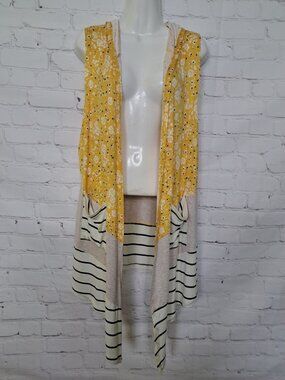 True Self Ultrasoft Hooded Sleeveless Open Front Cardigan Size Medium